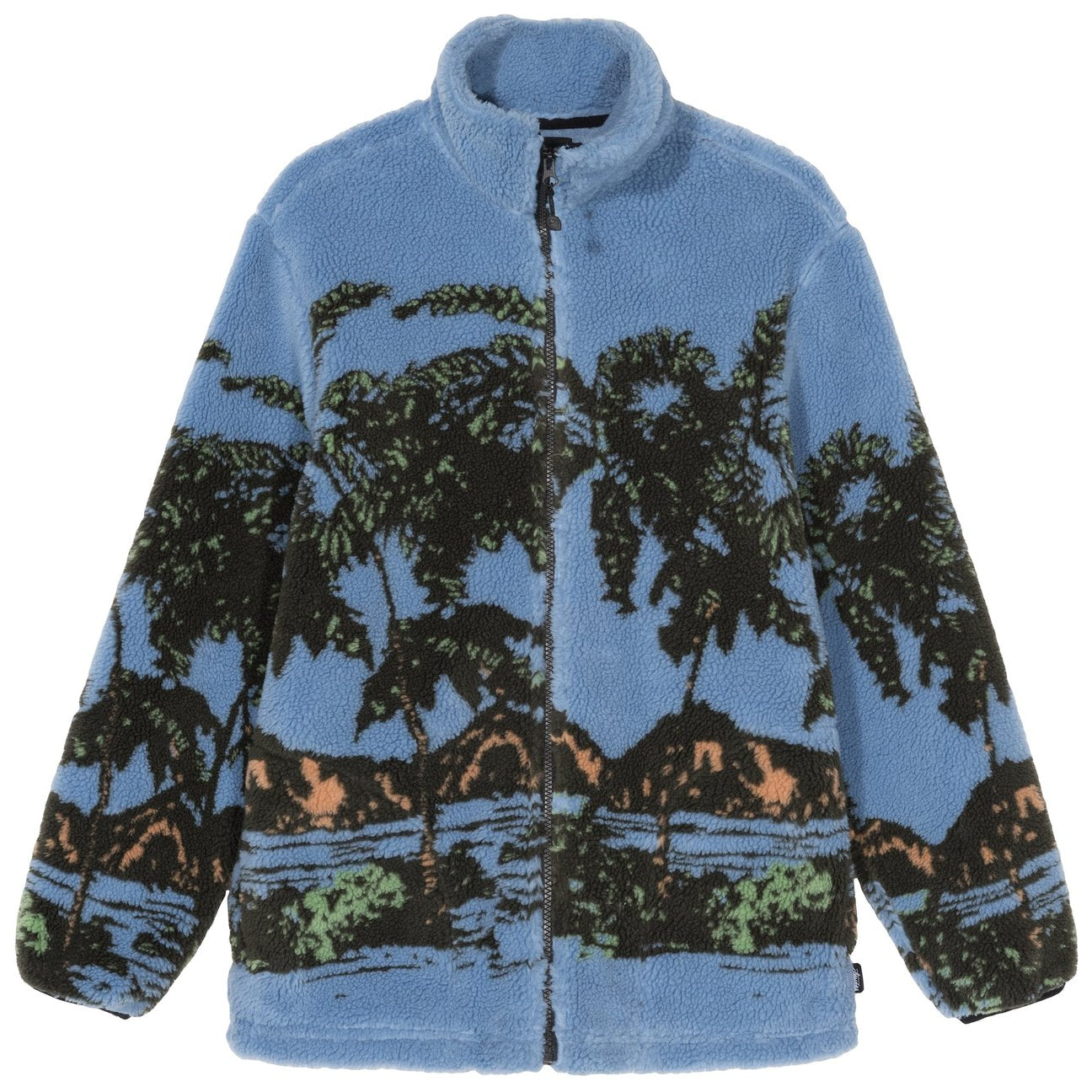 STUSSY-HAWAIIAN JACQUARD MOCK FLEECE-BLUE